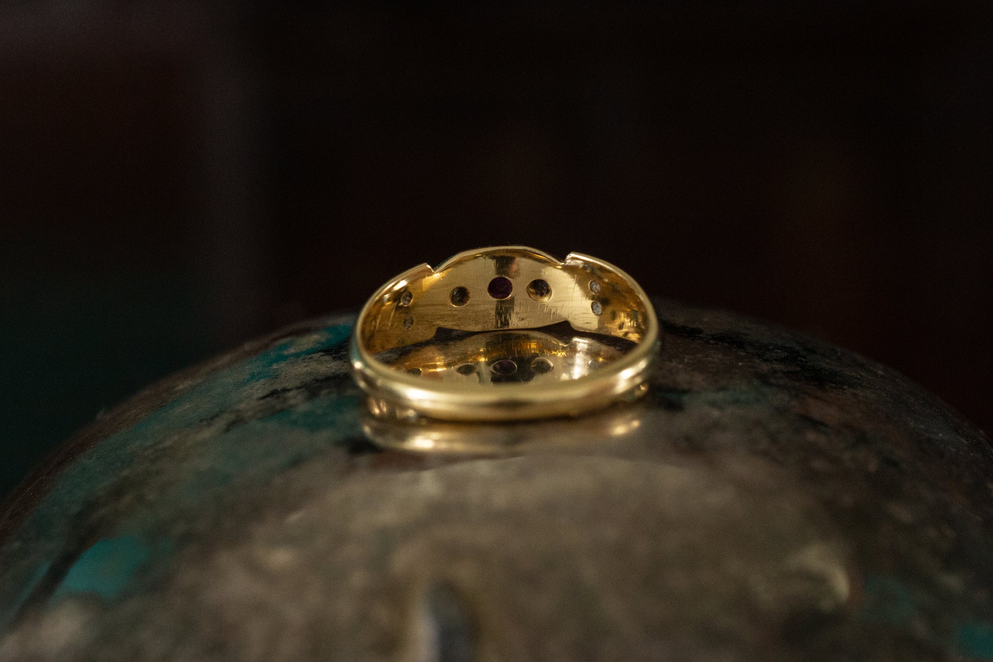 Victorian Ruby and Diamond Three Stone Ring — view 3