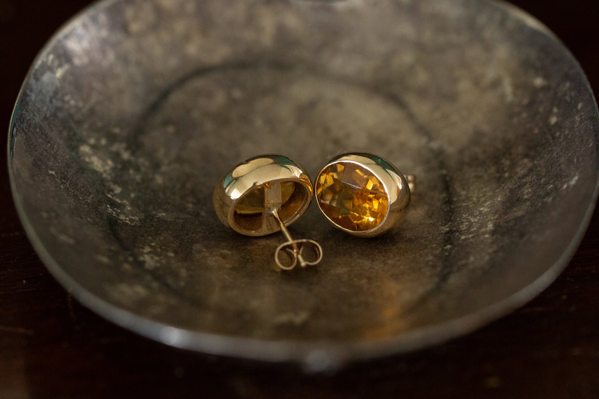 Oval Citrine Stud Earrings — view 3