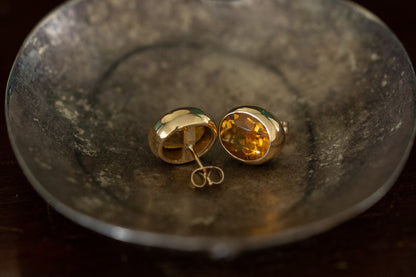 Oval Citrine Stud Earrings — view 3