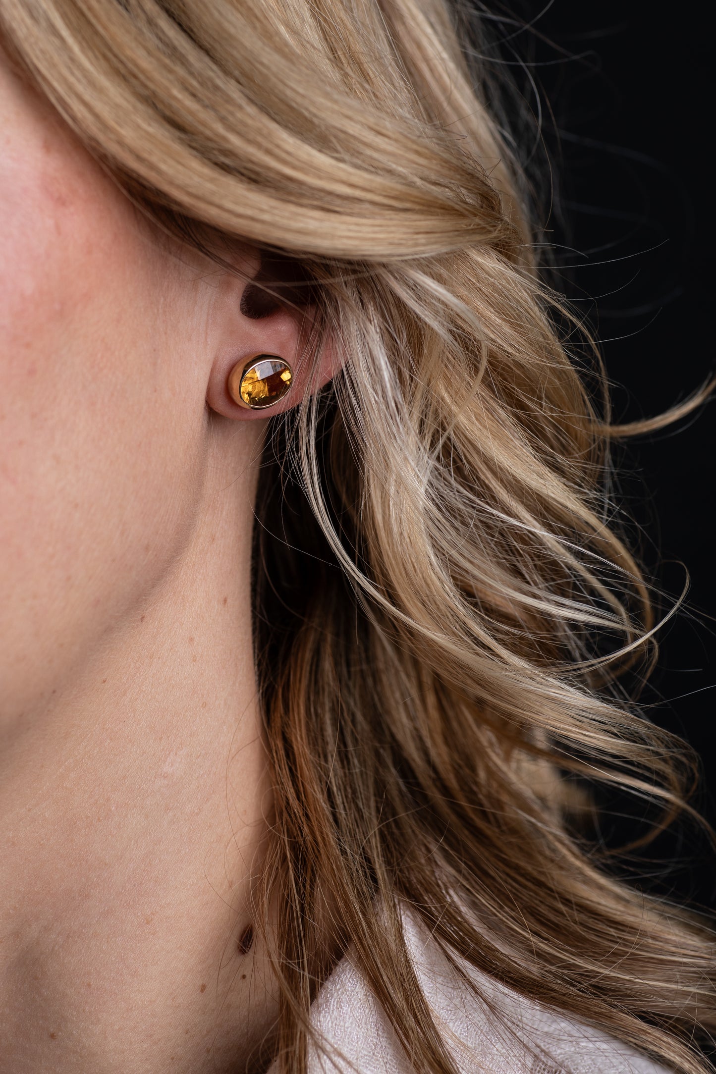 Oval Citrine Stud Earrings — view 2