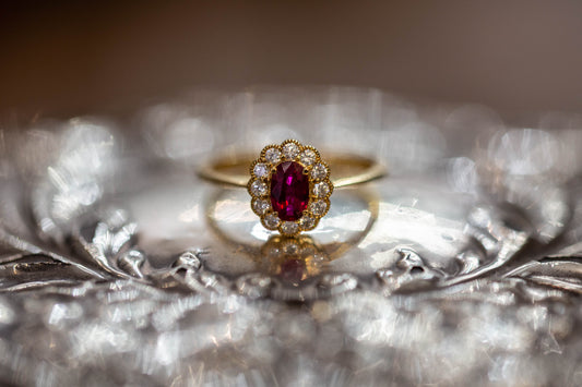 Ruby and Diamond Cluster Ring