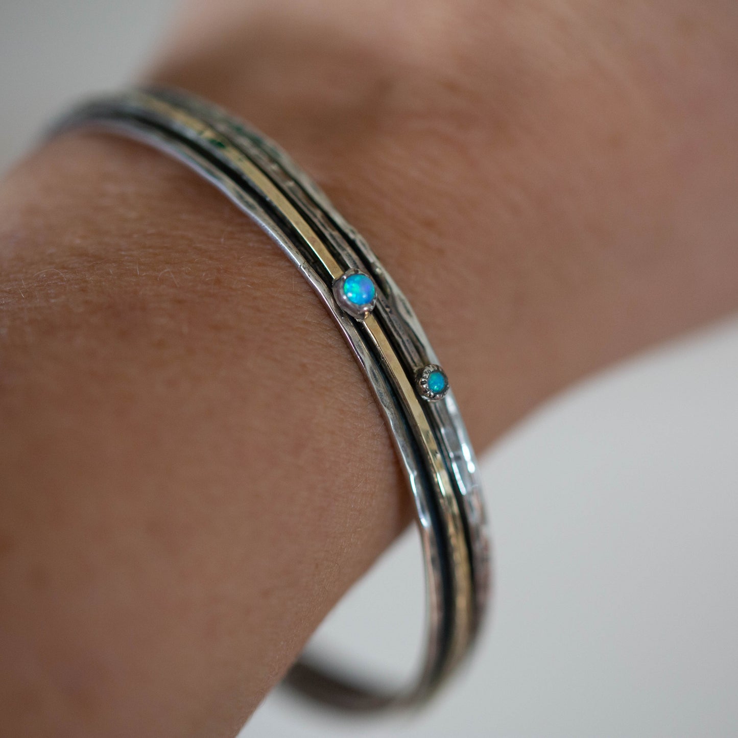 Bangle with Created Opals — view 3