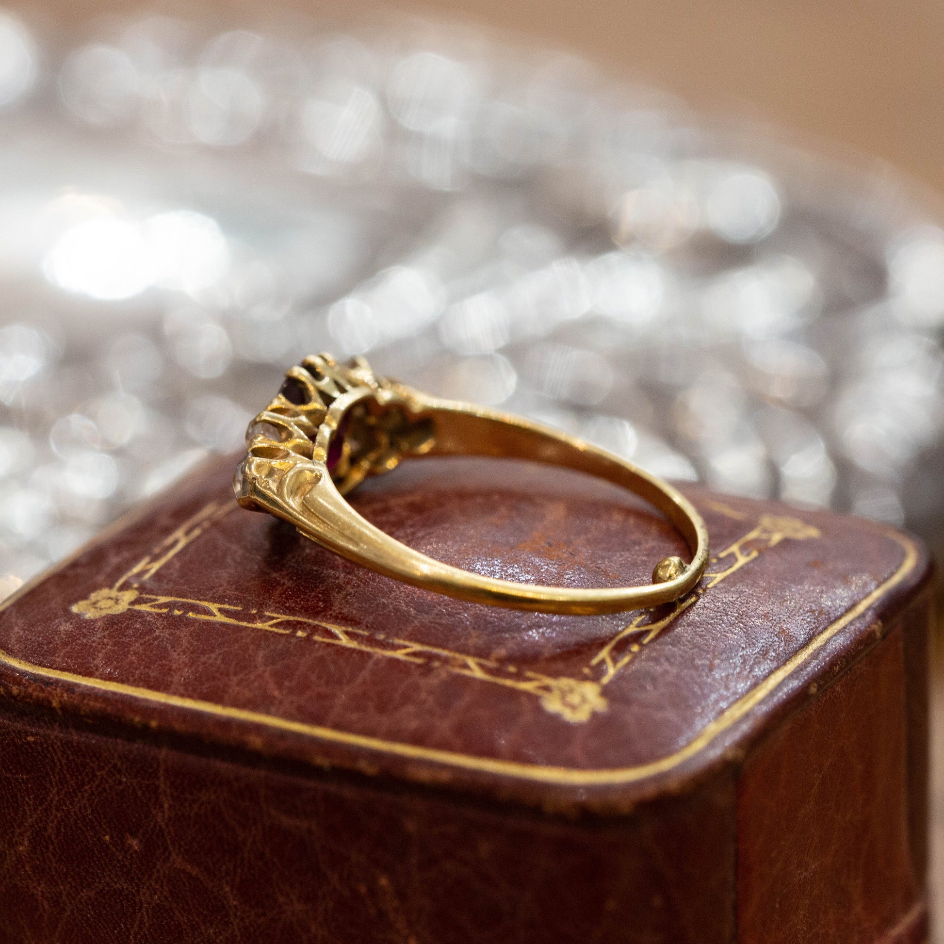 Ruby and Old Cut Diamond Ring — view 3
