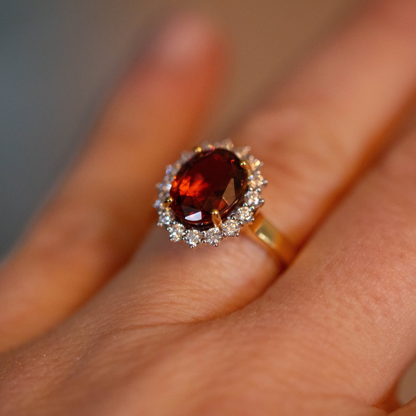 Pink Tourmaline and Diamond Cluster Ring — view 5