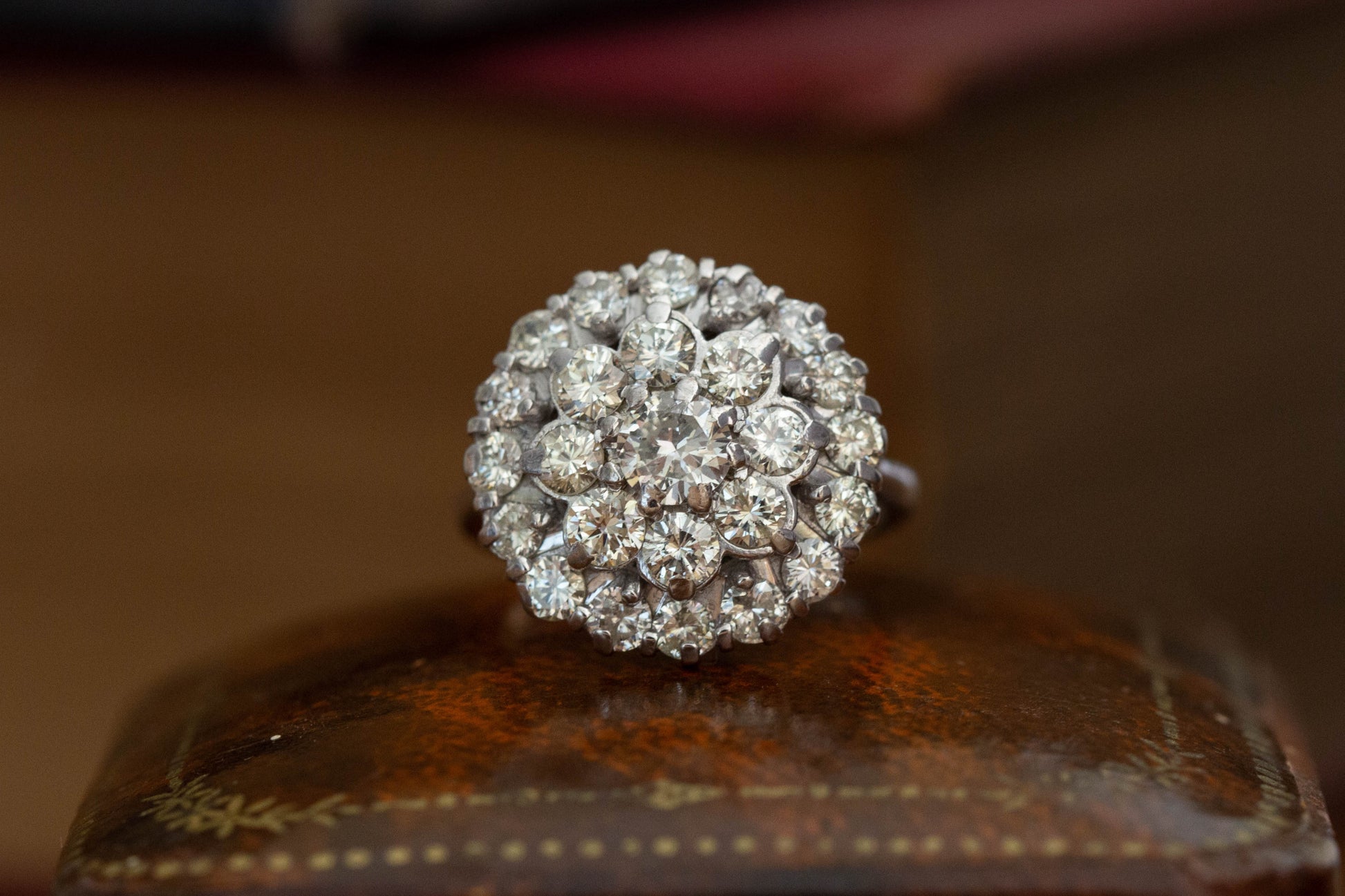 Circular Diamond Cluster Ring