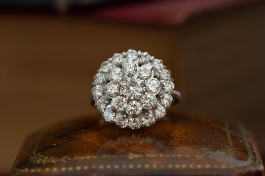 Circular Diamond Cluster Ring