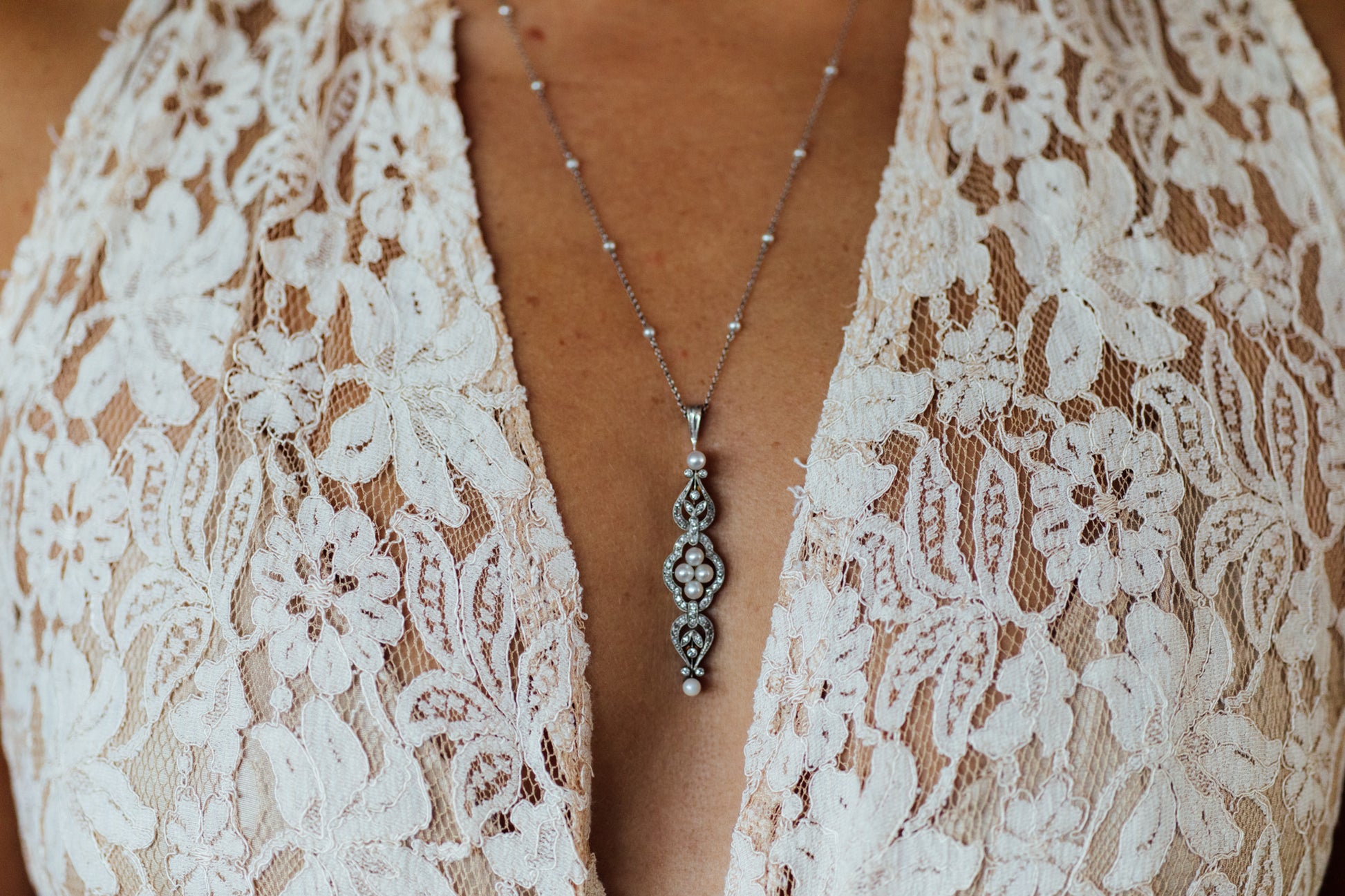 Edwardian Natural Pearl and Diamond Brooch/pendant