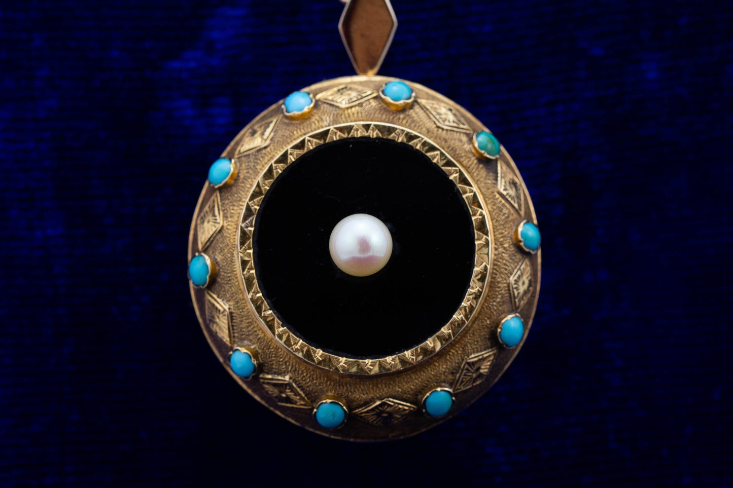 Victorian Turquoise, Onyx and Pearl Pendant