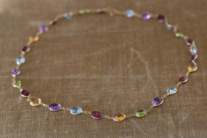 Yellow Gold Multistone Necklace