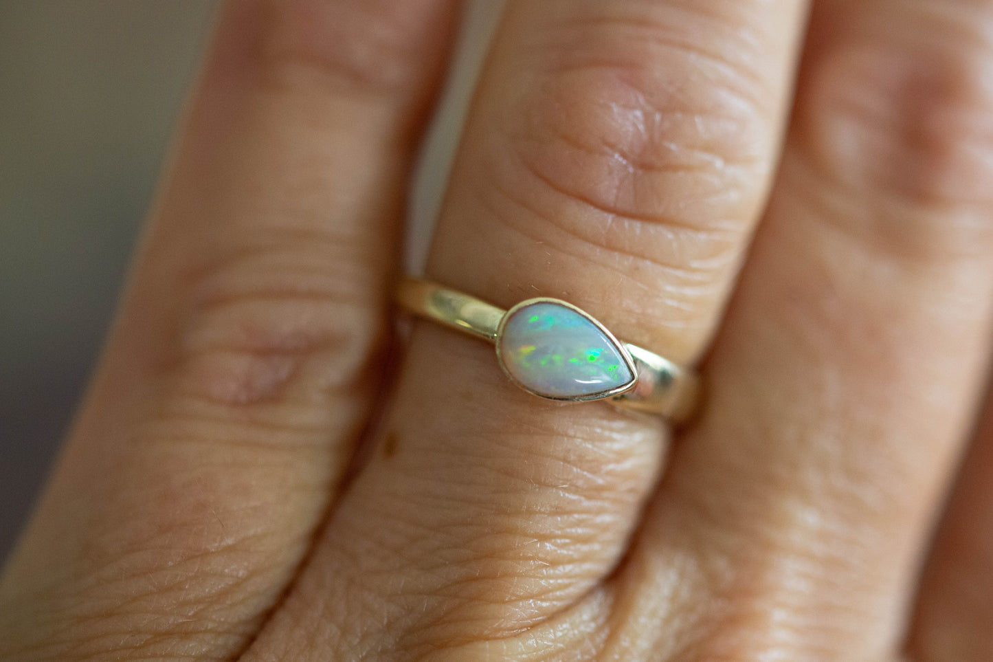 Teardrop Opal Solitaire Ring — view 2