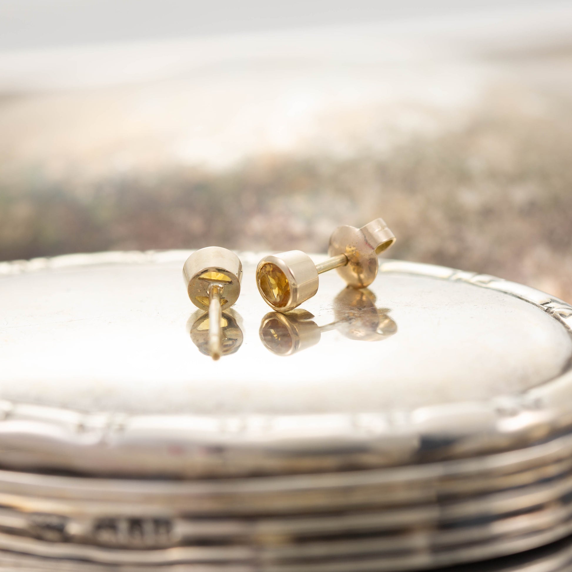 Yellow Gold Citrine Stud Earrings — view 5