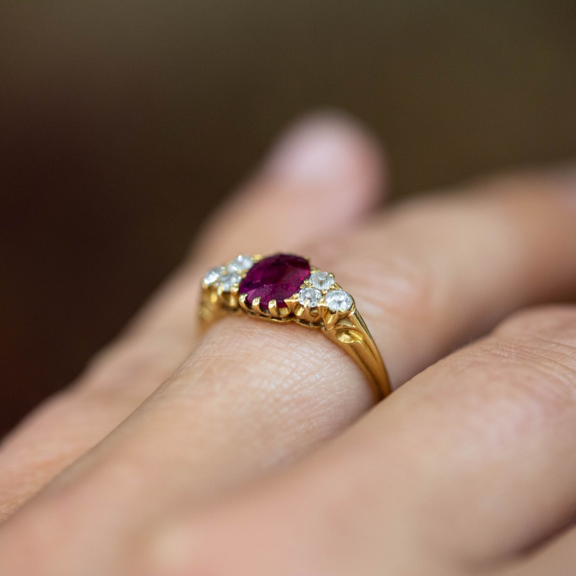 Ruby and Old Cut Diamond Ring — view 4