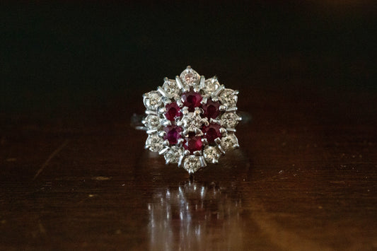 Vintage Ruby and Diamond Cocktail Ring