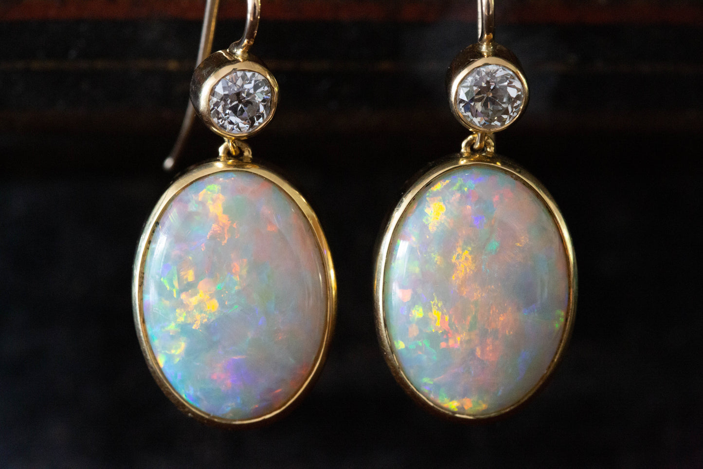 Opal and Diamond Double Drop Earrings — view 4