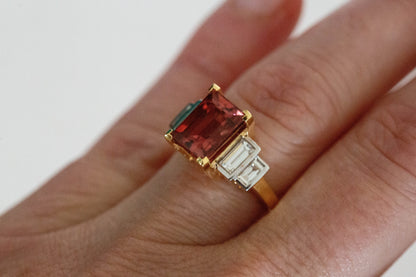 Pink Tourmaline and Diamond Dress Ring — view 2
