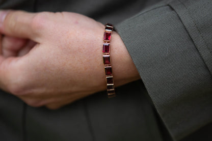 Rose Gold Garnet Bracelet — view 2