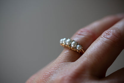 A Victorian Pearl and Diamond Half Hoop Ring — view 5
