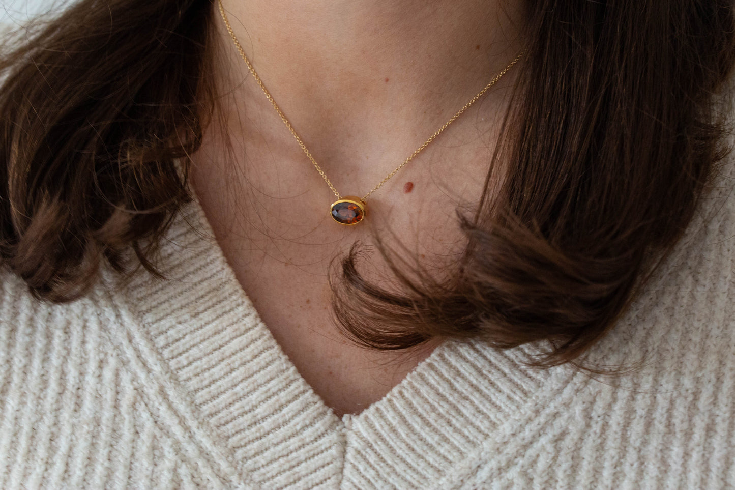 Burnt Orange Zircon Slider Pendant — view 3