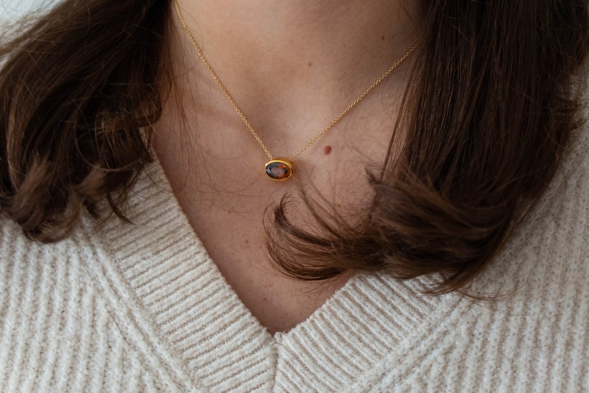 Burnt Orange Zircon Slider Pendant — view 3
