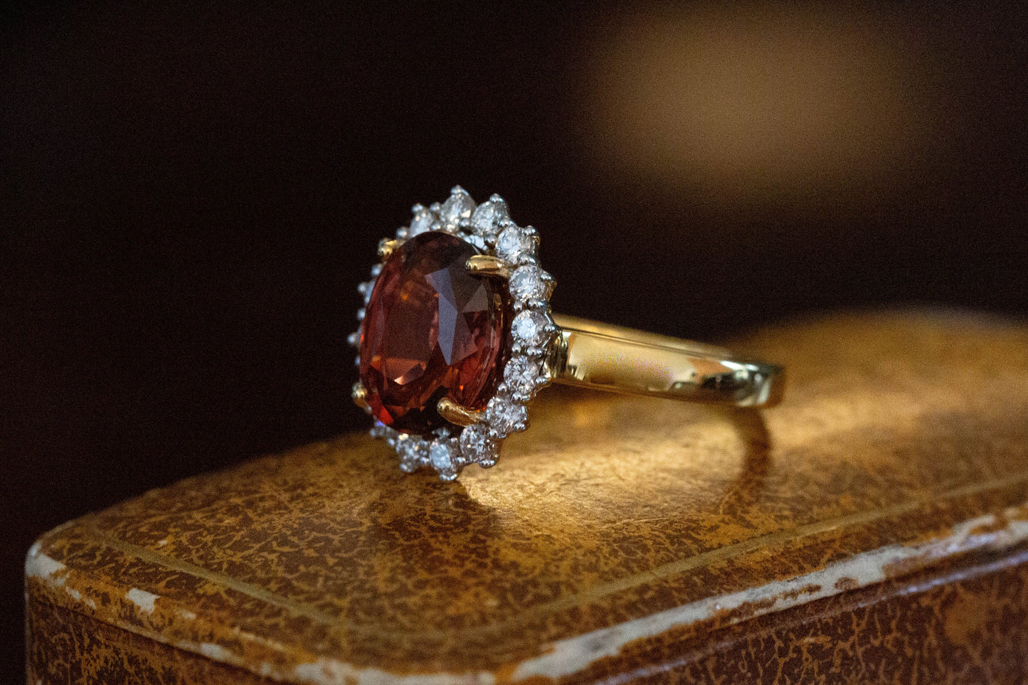 Pink Tourmaline and Diamond Cluster Ring — view 2