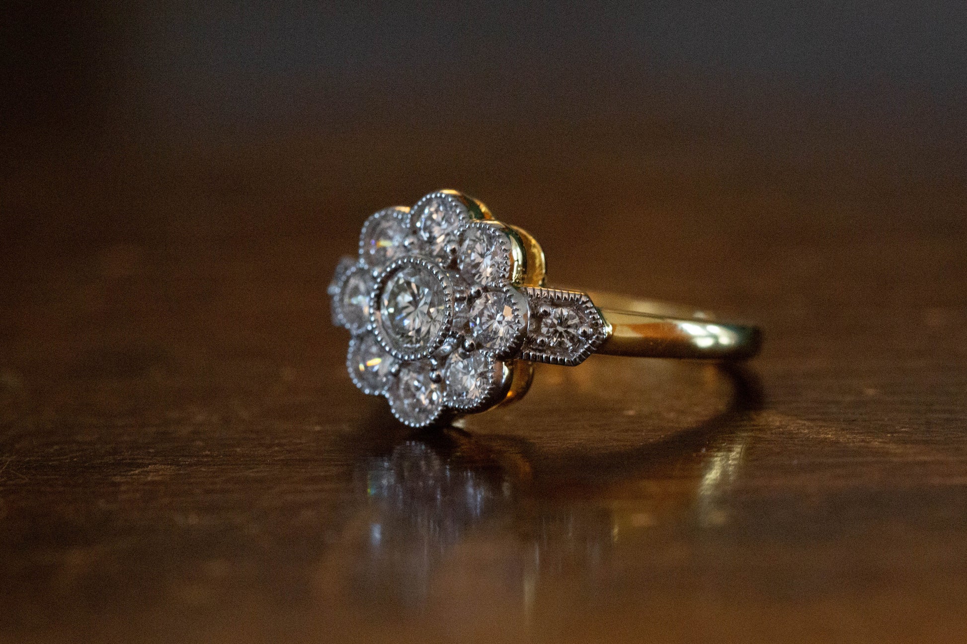 Diamond Daisy Cluster Ring — view 2