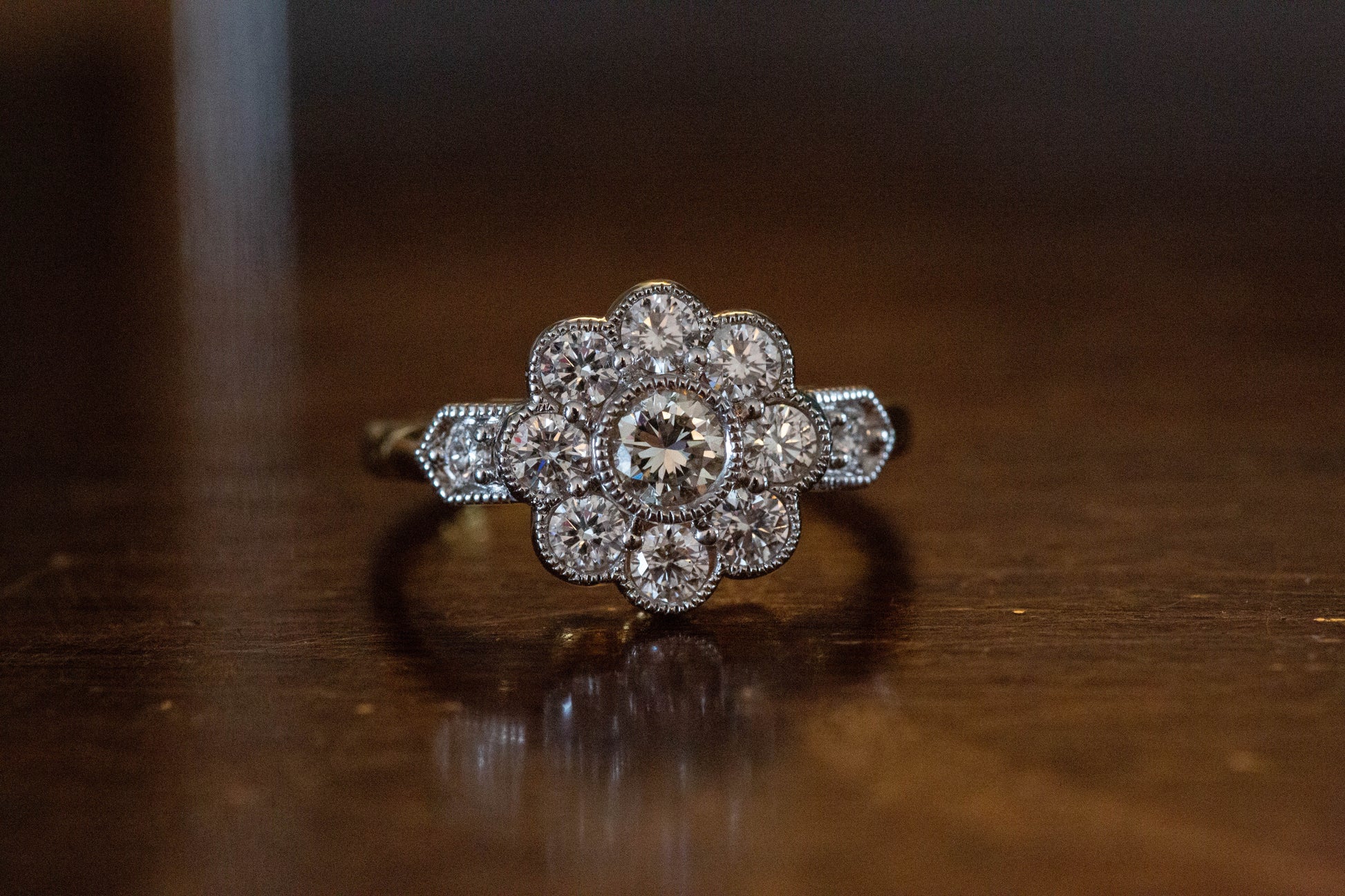 Diamond Daisy Cluster Ring