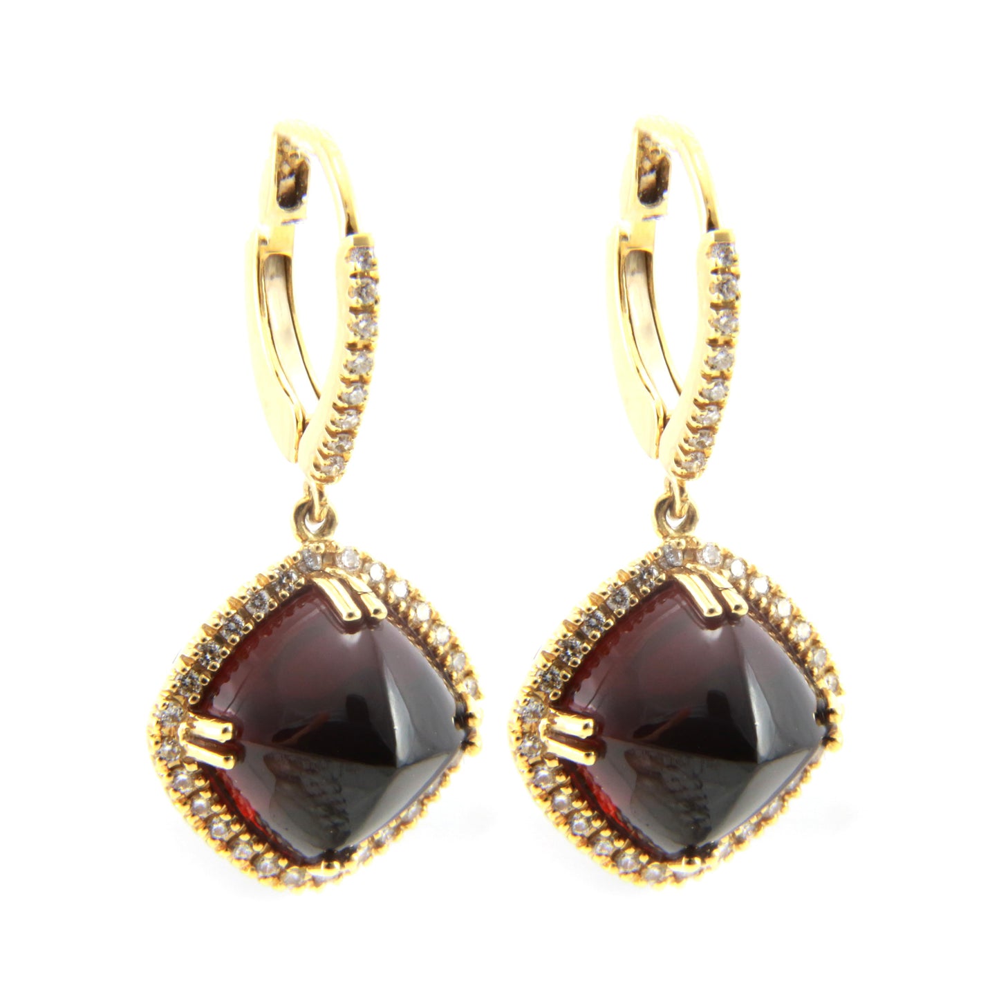 Garnet and Diamond Drop Earrings — view 3