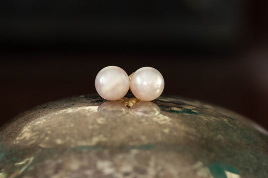 White Pearl Stud Earrings