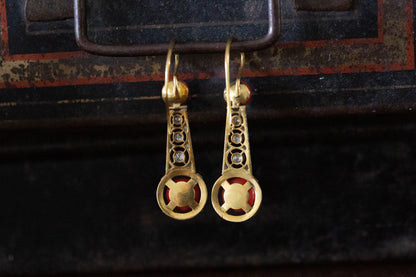 Vintage Coral and Diamond Drop Earrings