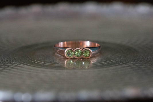 Three Stone Peridot Ring