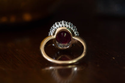 Vintage Ruby and Diamond Cluster Ring — view 4