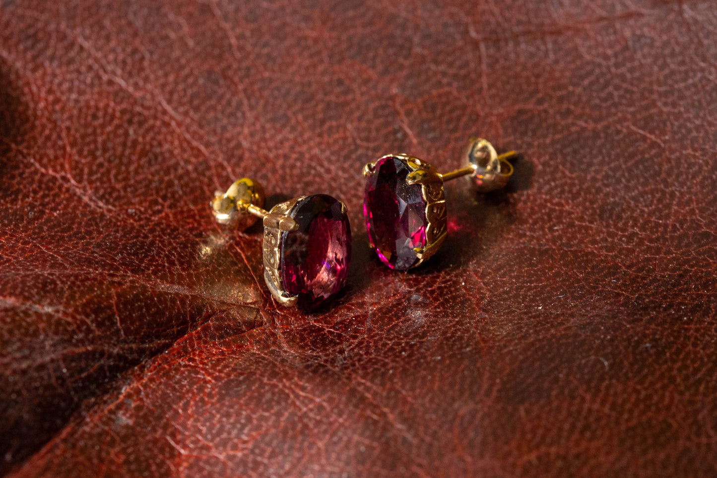 Almandine Garnet Stud Earrings