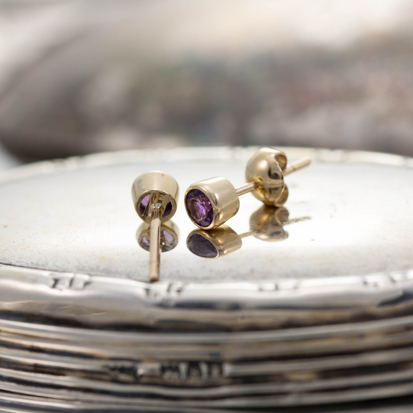 Amethyst Stud Earrings — view 4