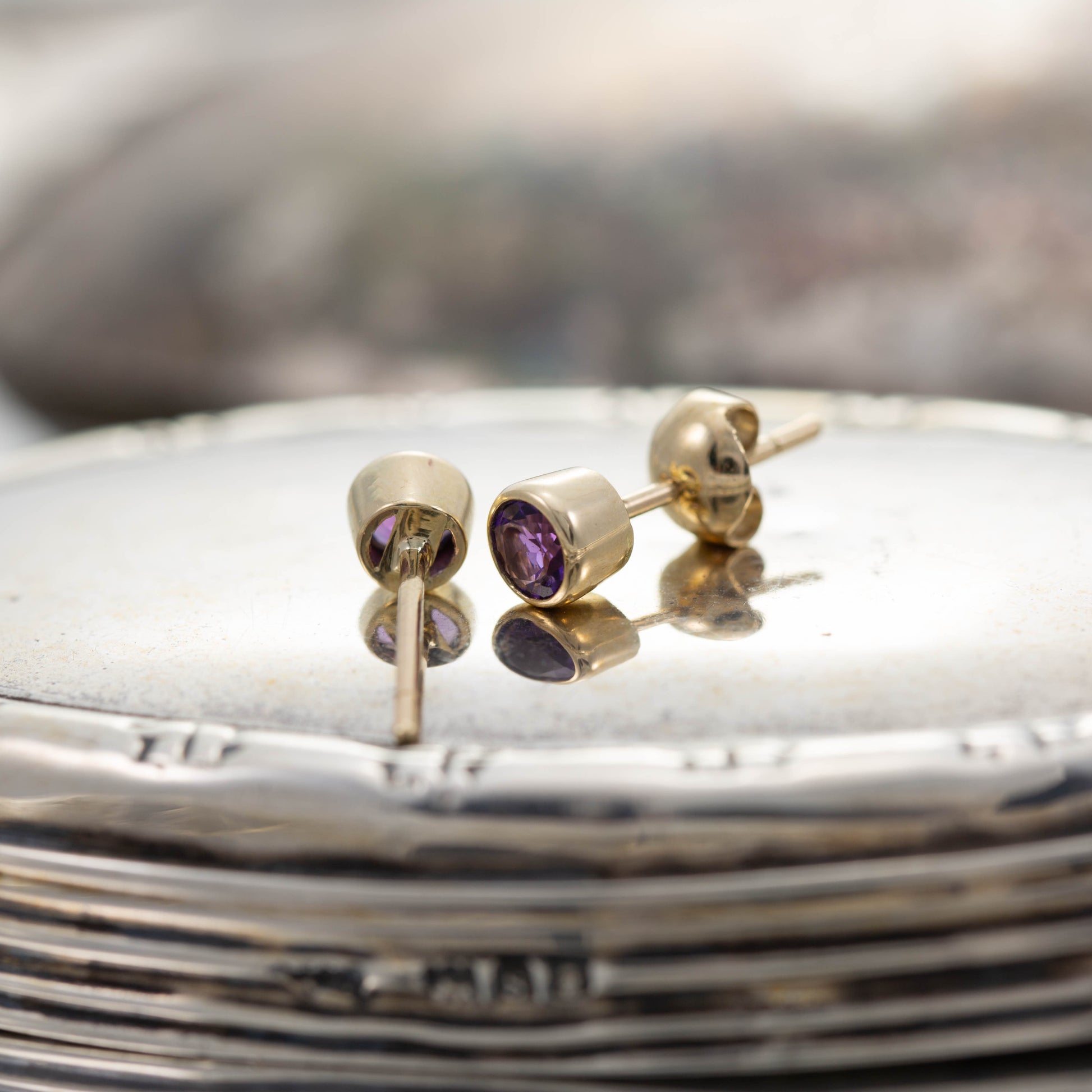 Amethyst Stud Earrings — view 4