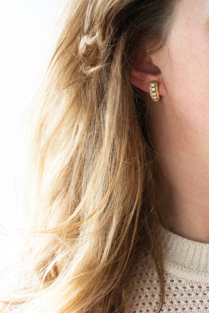 Vintage Diamond Hoop Earrings — view 2