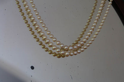 Antique Diamond Clasp Double Row Pearl Necklace — view 4