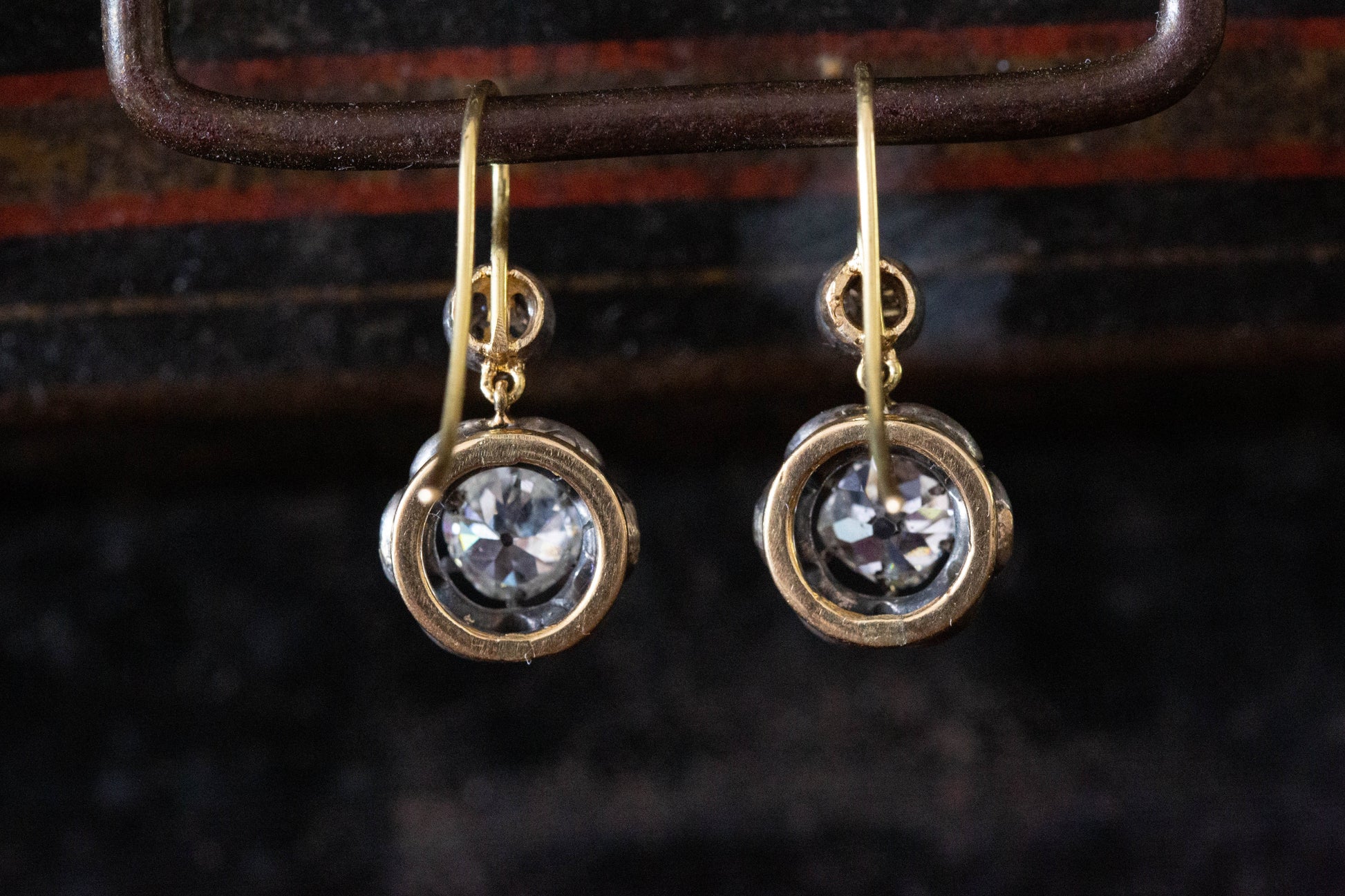 Antique Diamond Drop Earrings — view 3