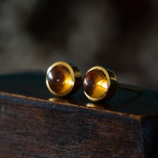 Cabochon Citrine Earrings — view 3