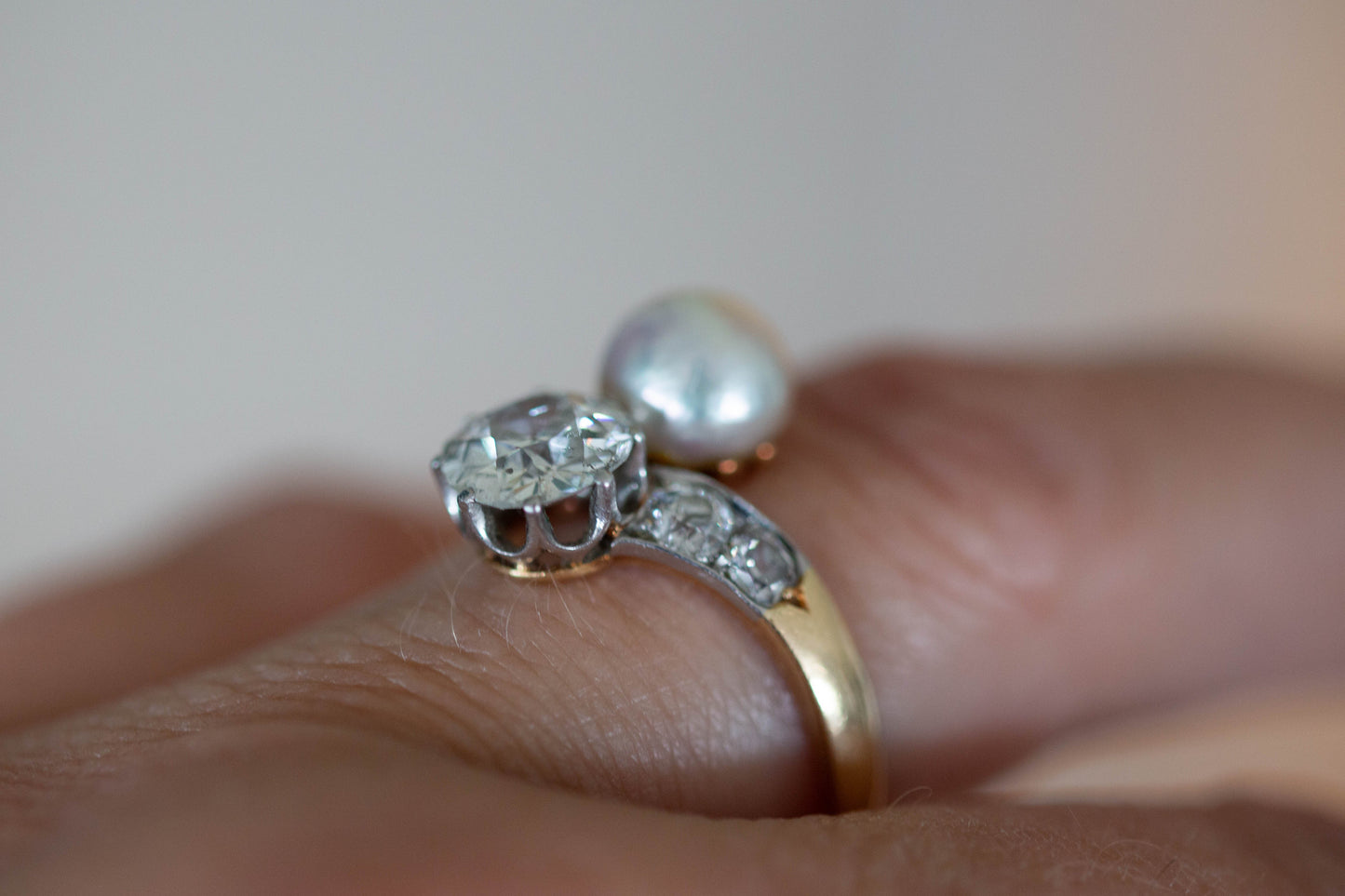 Art Deco Pearl and Diamond Dress Ring