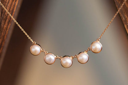 Rose Gold Pearl Necklace