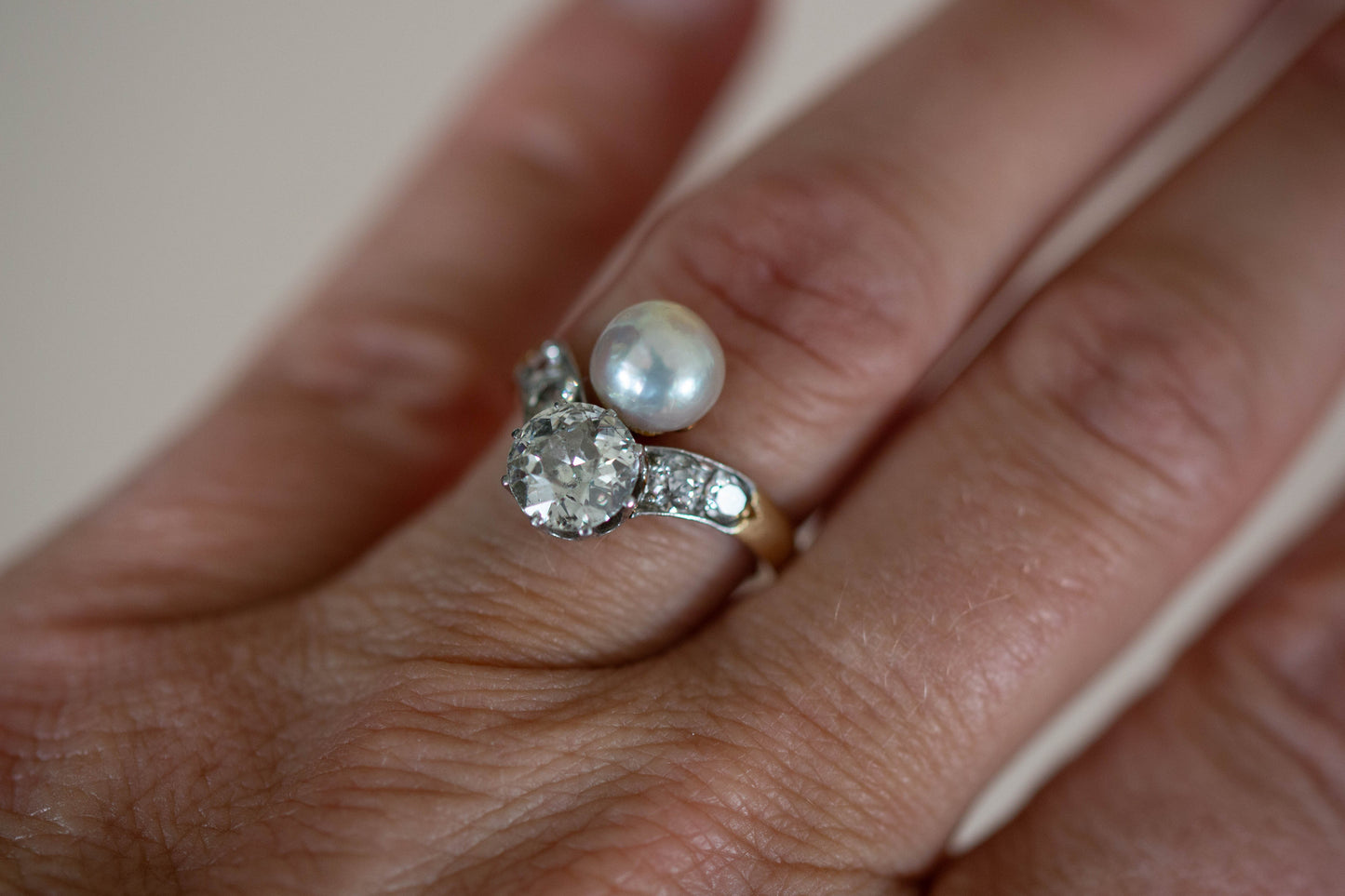 Art Deco Pearl and Diamond Dress Ring