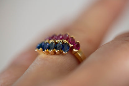 Marquise Cut Sapphire and Ruby Band — view 7