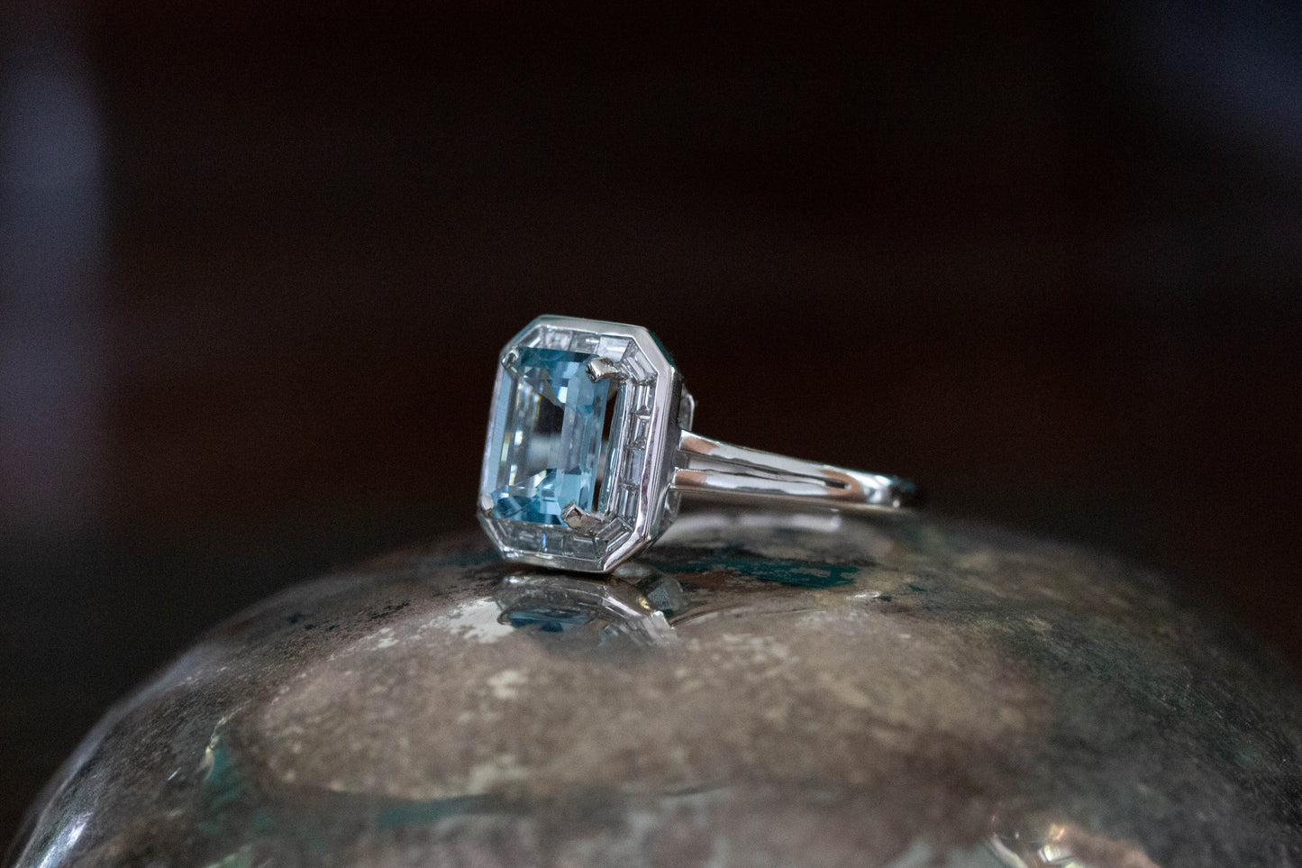 Aquamarine and Diamond Cluster Ring — view 3