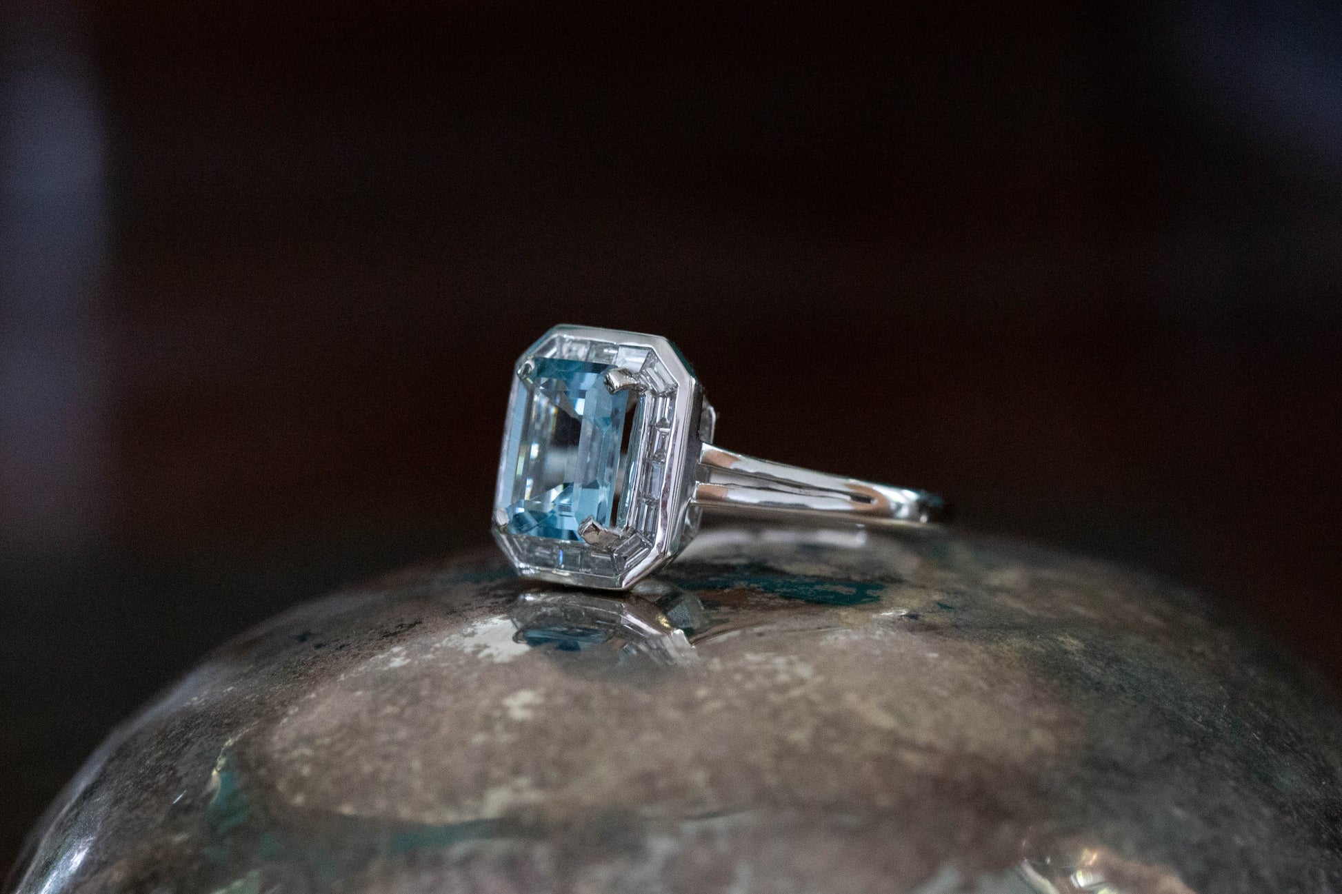Aquamarine and Diamond Cluster Ring — view 3