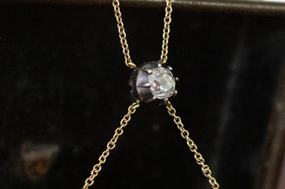 Antique Pearl and Diamond Bow Necklace — view 4