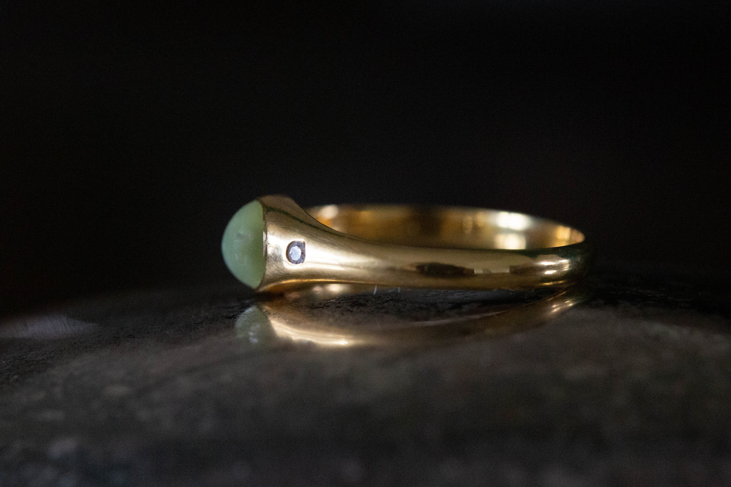 Catseye and Diamond Three Stone Ring — view 4