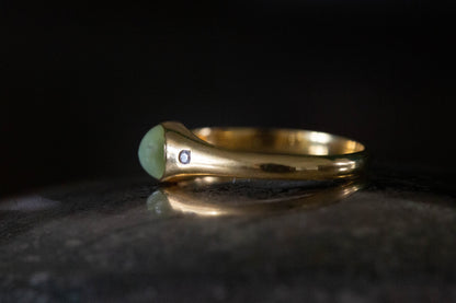 Catseye and Diamond Three Stone Ring — view 4