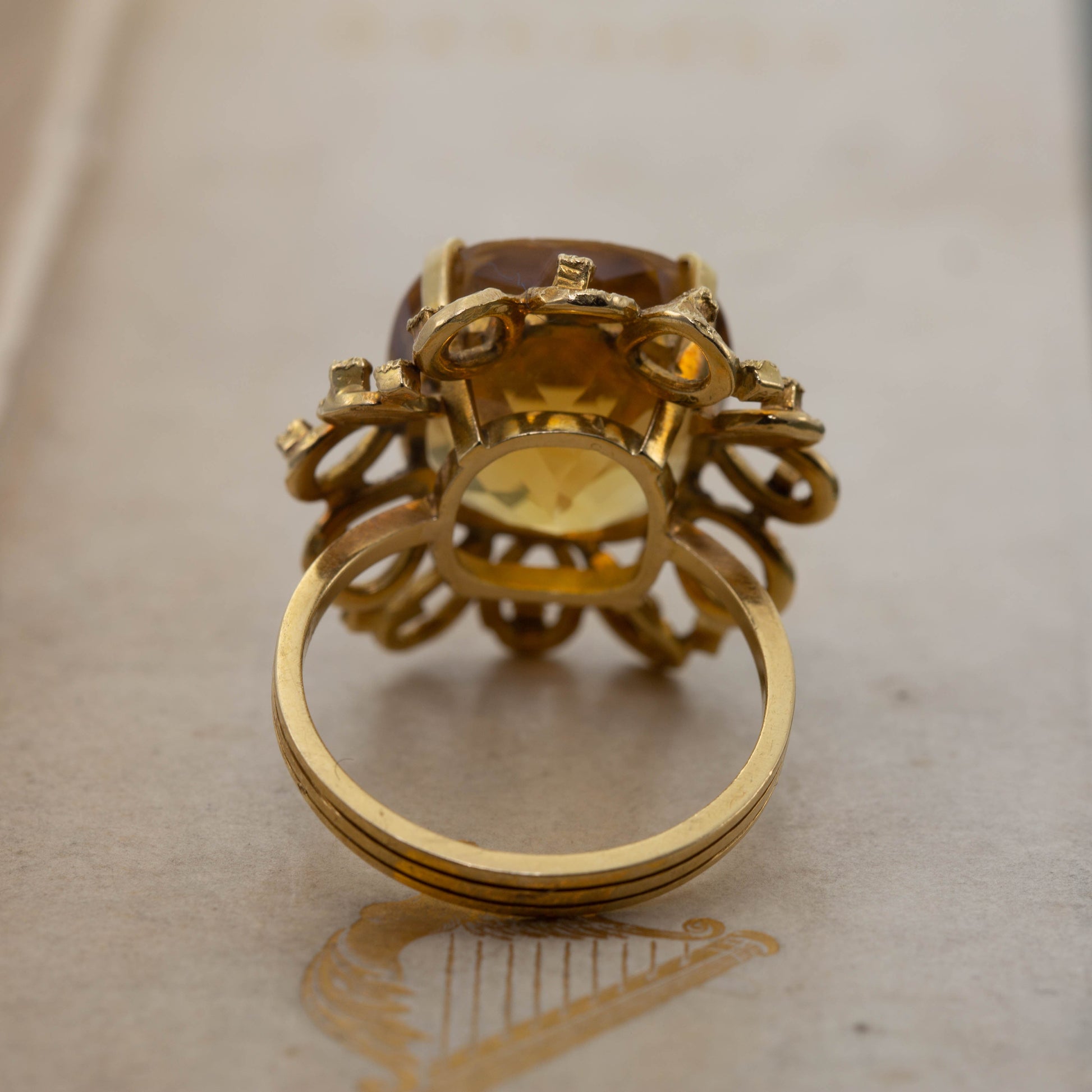 Large Cushion Cut Citrine Solitaire — view 4