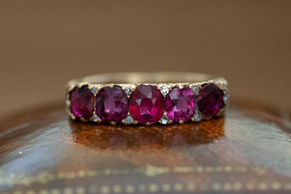 Victorian Ruby Five Stone Ring