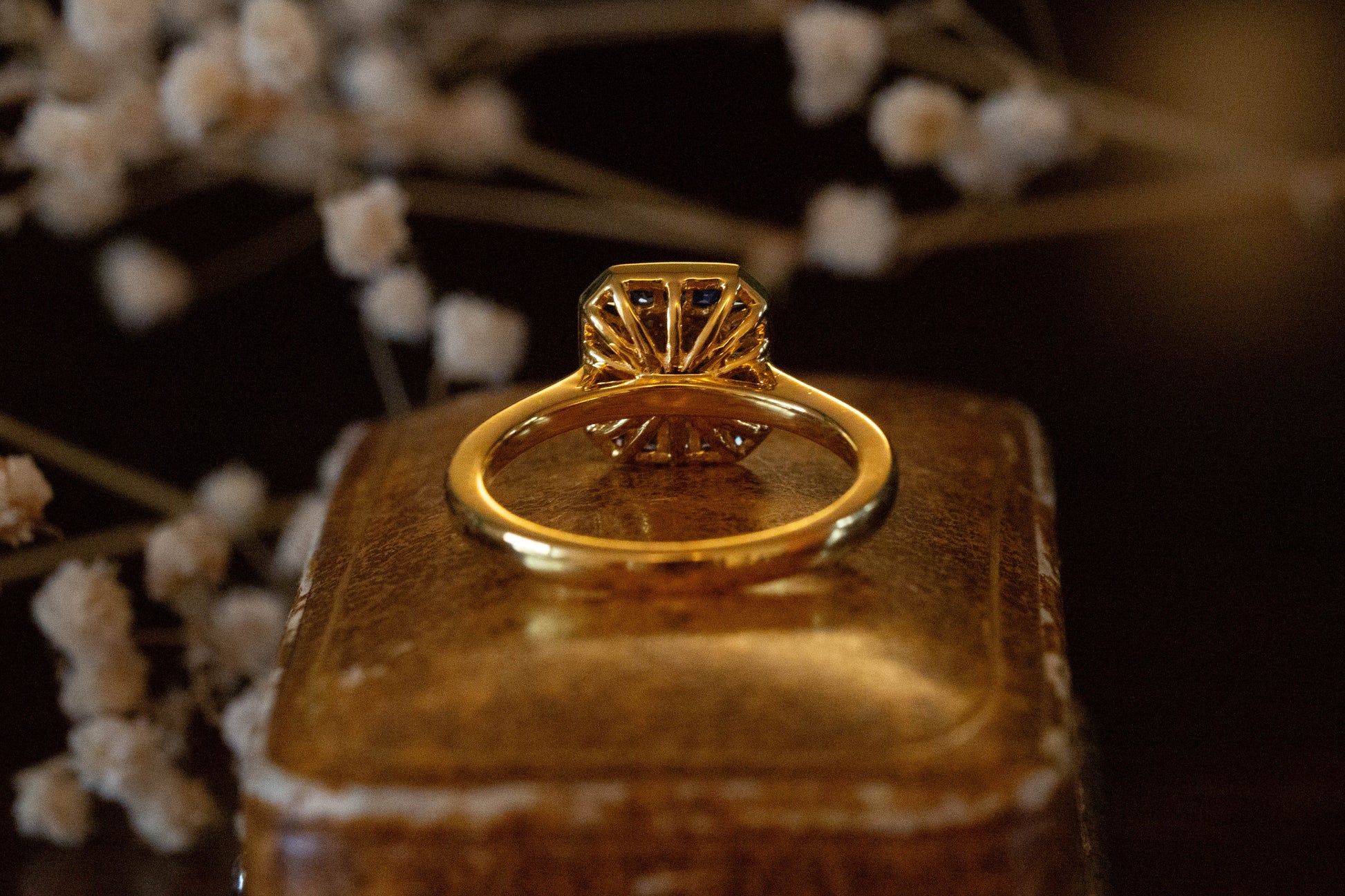 Art Deco Style Sapphire and Diamond Cluster Ring — view 3